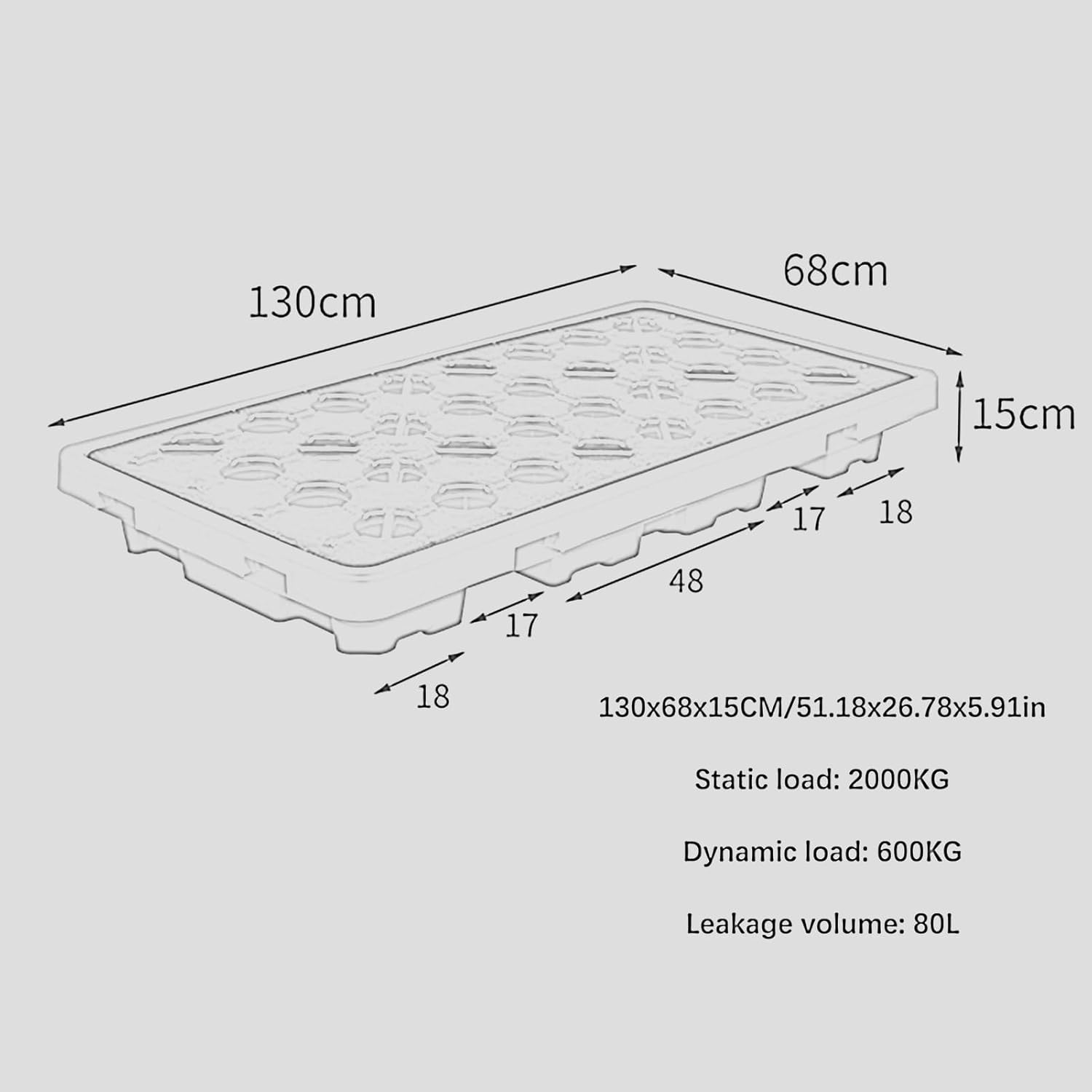 Pallets Garage Wall Racks Industrial Modular Spill Platform Containment Pallet,Polyethylene Spill Containment Platform with Drain, Anti-Slip Leakproof Tray for Warehouses & Factories, Modula
