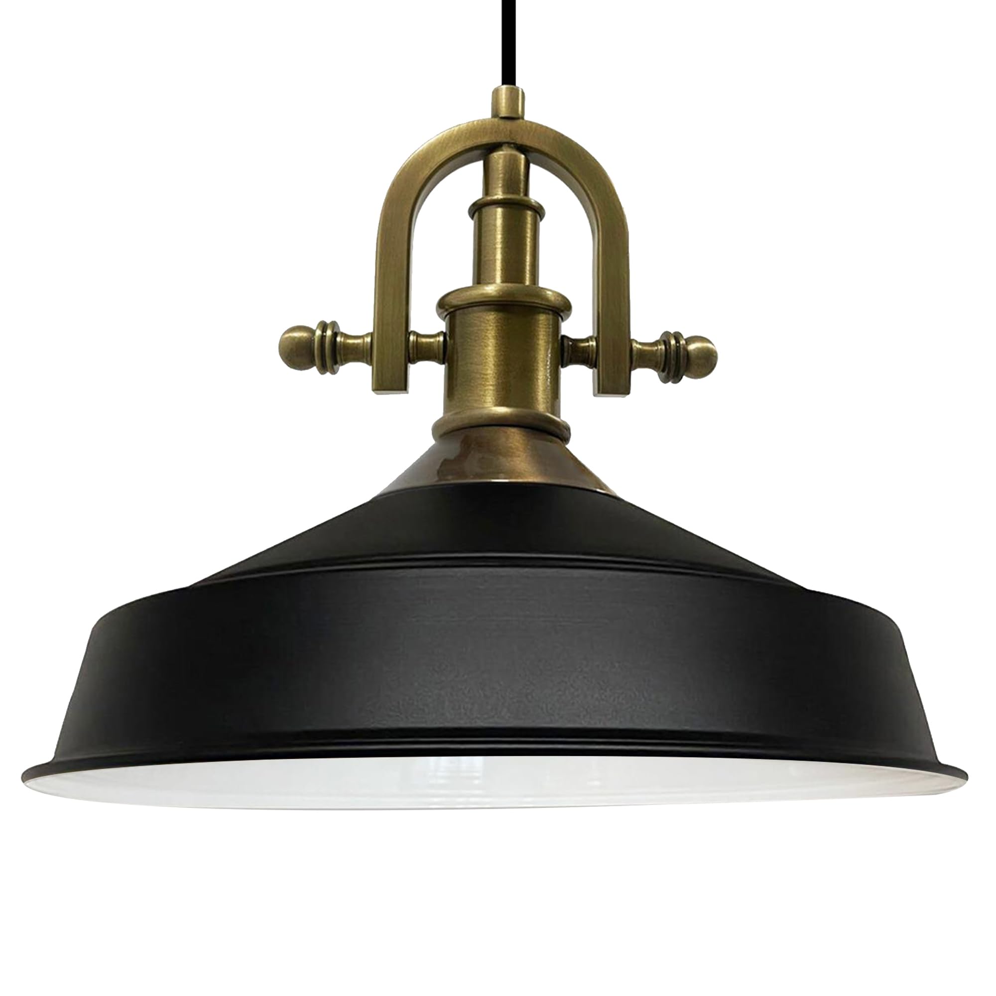 bamyum Asletl-Marina Lámpara Colgante Industrial, Pantallas de Lámpara de 40 cm, Lámpara Moderna de Metal para Isla de Cocina, Lámpara Colgante E27 para Salón y Comedor, Lámpara Colgante Negro Blanco