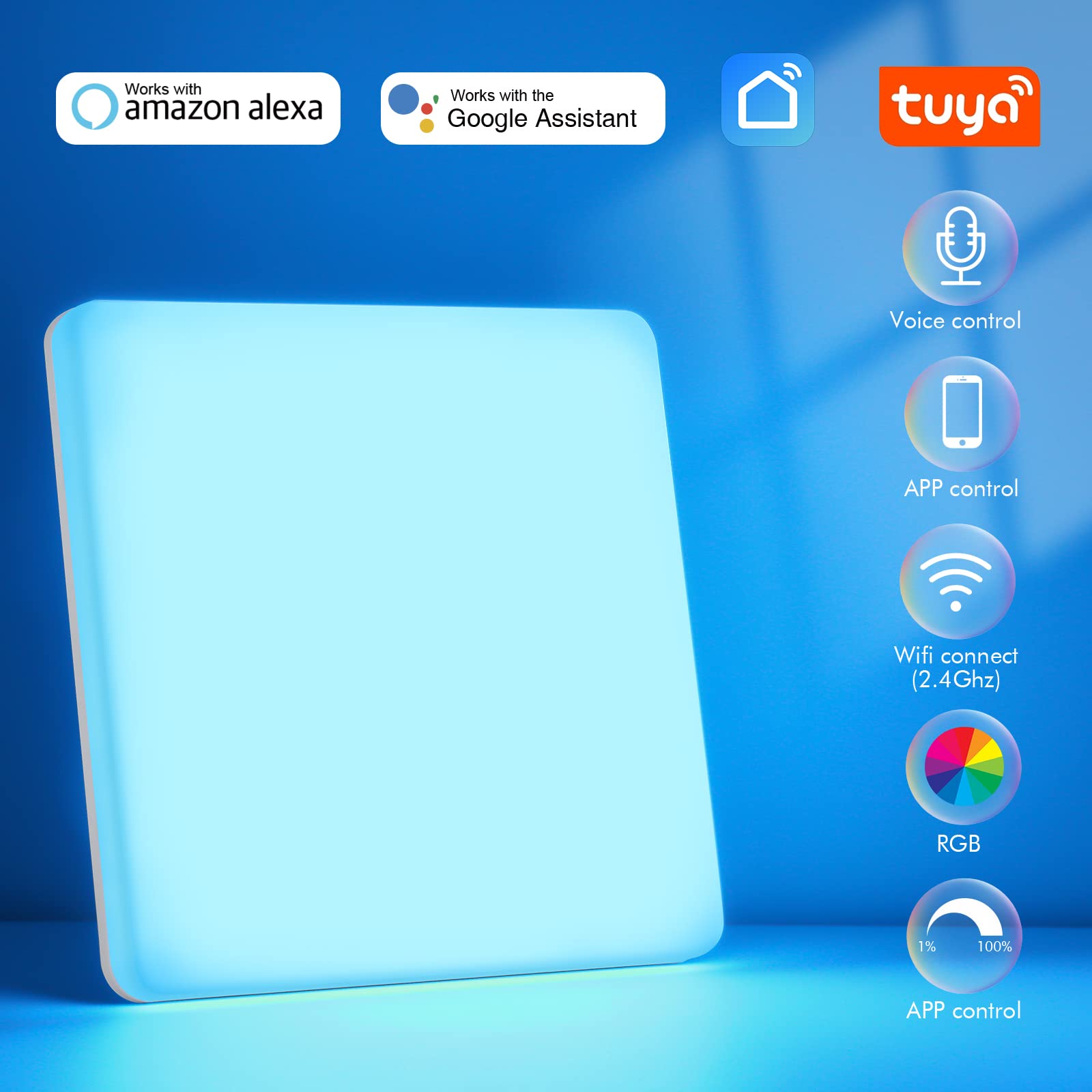 Lepro 15W RGB LED Deckenleuchte Dimmbar, 1250LM 2700K-Kaltweiß IP54 Smart Deckenlampe Wifi, Kompatibel mit Smart Life App, Alexa, für Kinderzimmer, Schlafzimmer, Wohnzimmer, 22