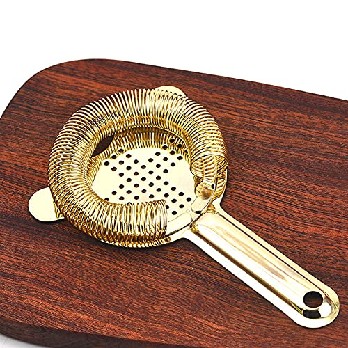 Heavy Duty Spring Bar Tool Strainer, Stainless Steel Finish Drink Strainer for Cocktails, Bartenders & Mixologists(Gold)