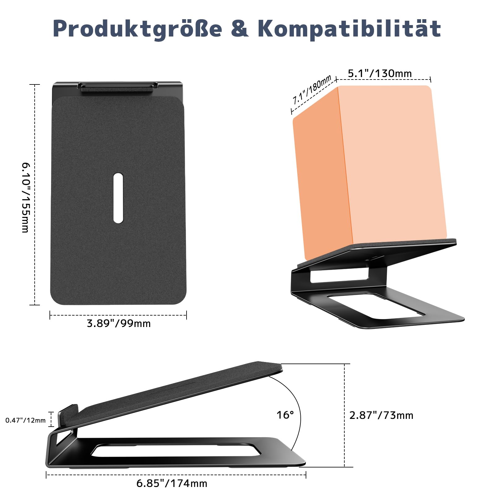 PUTORSEN Studiomonitor-Ständer mit Schwingungsdämpfung | 10 kg Tragkraft | 16° Neigungswinkel | Kompakte 7,5-10 cm Höhe | Für PC-Lautsprecher & Soundbars (Paar)