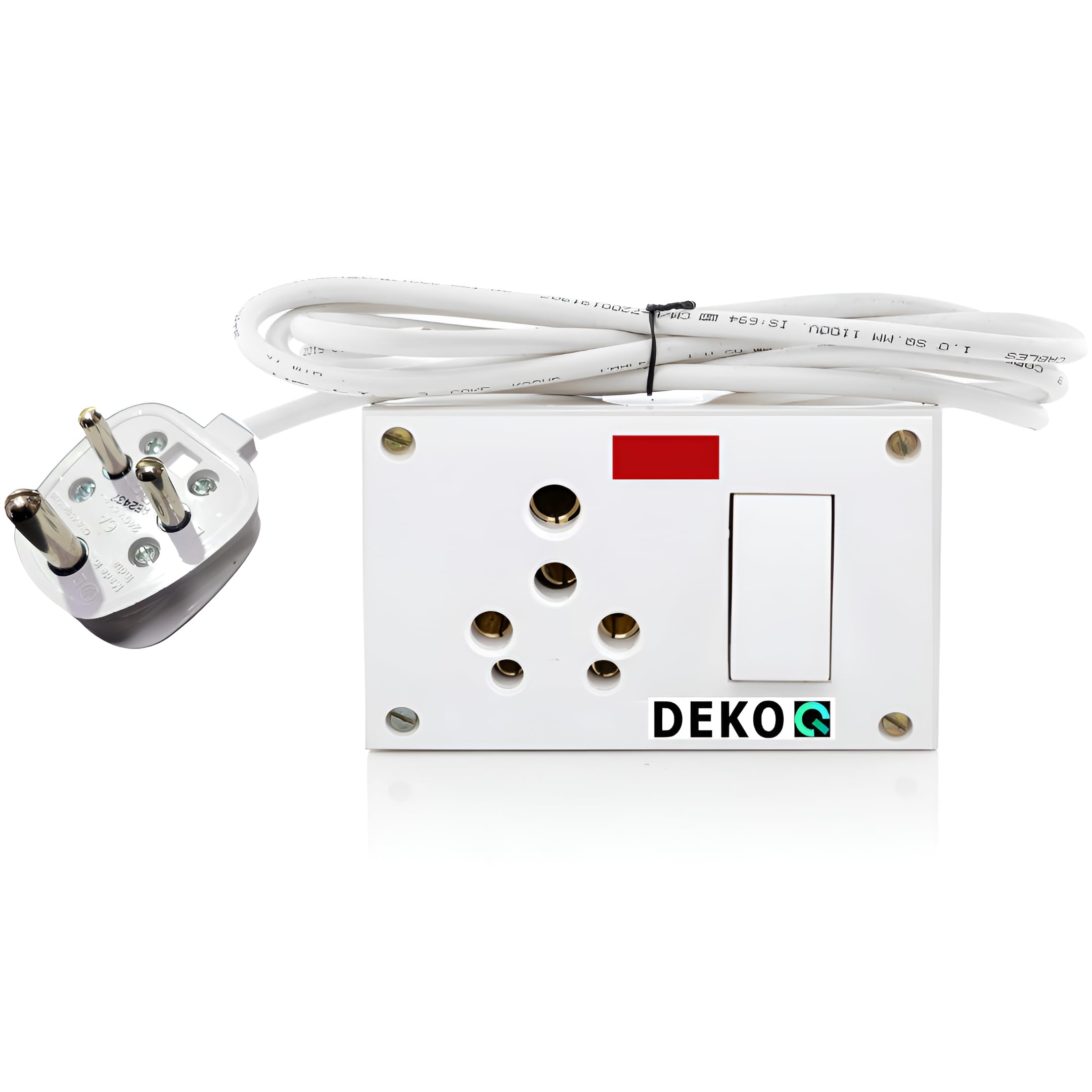 DEKOQ 1 Power Socket 16 Amp and 1 Switch 16 Amp Power Extension Board 240 Volts, 16Amp Extension Board (White, 2 m)-image-34