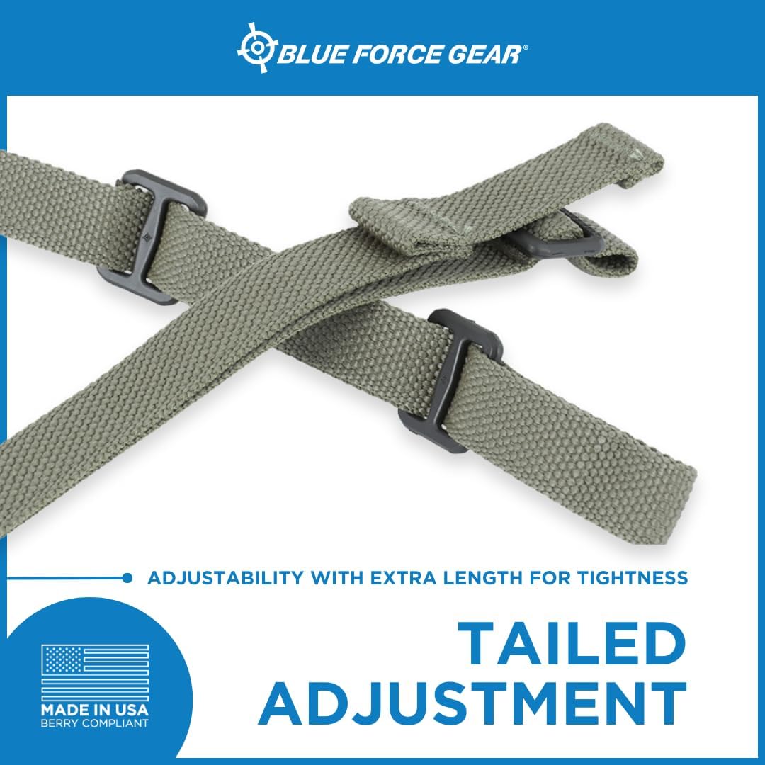 Blue Force Gear GMT Sling – Tactical Adjustable Strap with Durable Double-Locking Swivel Carry Attachment Accessory – Made in USA – Ranger Green – 34-64 Inches Length