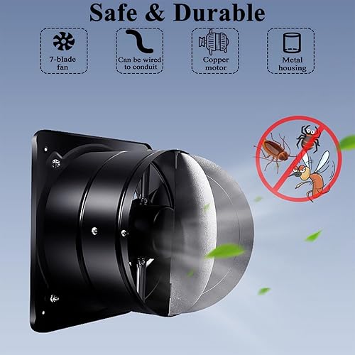 Miniatura 4 de Extractor de ventilación de hierro de metal de 4 pulgadas, silencio con válvula de retención antirretorno para ventana y ventiladores de ventilación