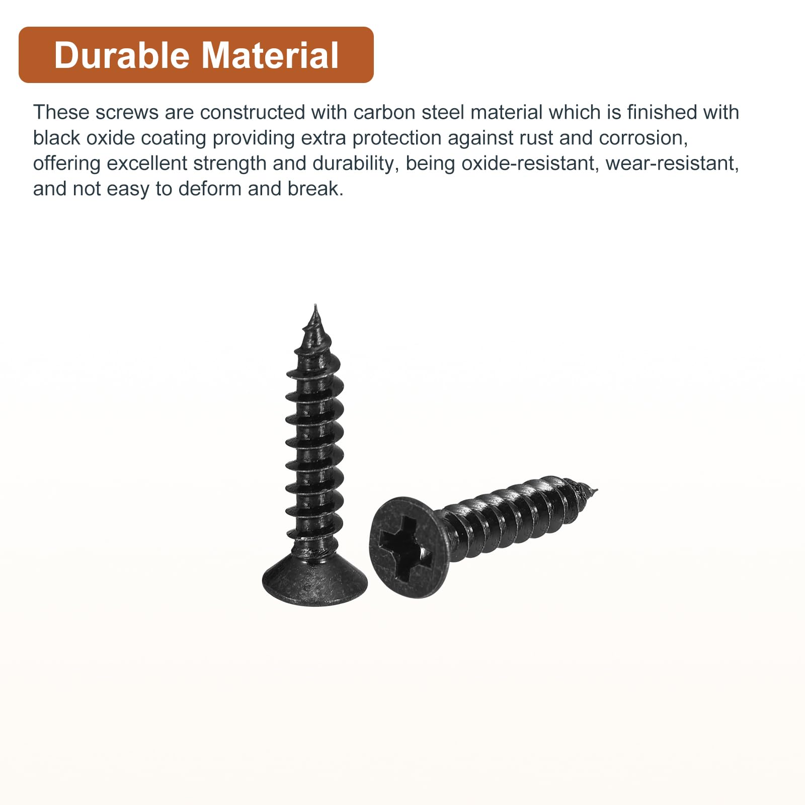 DTGN 200Pcs M3x18mm Flat Head Wood Screws, Carbon Steel Phillips Self Tapping Screws - Good for Woodworking Furniture - Black - Image 3