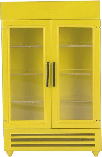 Miniatura 6 de Refrigerador en miniatura de madera, simulación de refrigerador de casa de muñecas, exquisito refrigerador de madera portátil en miniatura para casa