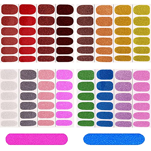 Amvbf 16 Sheets Full Wraps Glitter Nail Stickers With 2 Pieces Nail Files, Self-Adhesive Shiny Gradient Nail Polish Strips For Women Girls Diy Nail Art Design #TOP17
