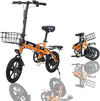 14 Inch Small Diameter Bicycle, Electric Assisted Bicycle, Folding Bicycle, Bicycle with Drive Assistant, Lightweight, 2-Way Modes, Assist & Pedal, Public Road Driving, No License Required, Commuting to Work or School
