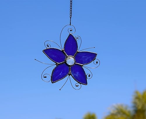 Miniatura 6 de Forget-me-not - Atrapasoles para ventana con vitrales, Forget Me Not Flower Suncatcher para ventana, flores de vitral, regalos de cumpleaños para