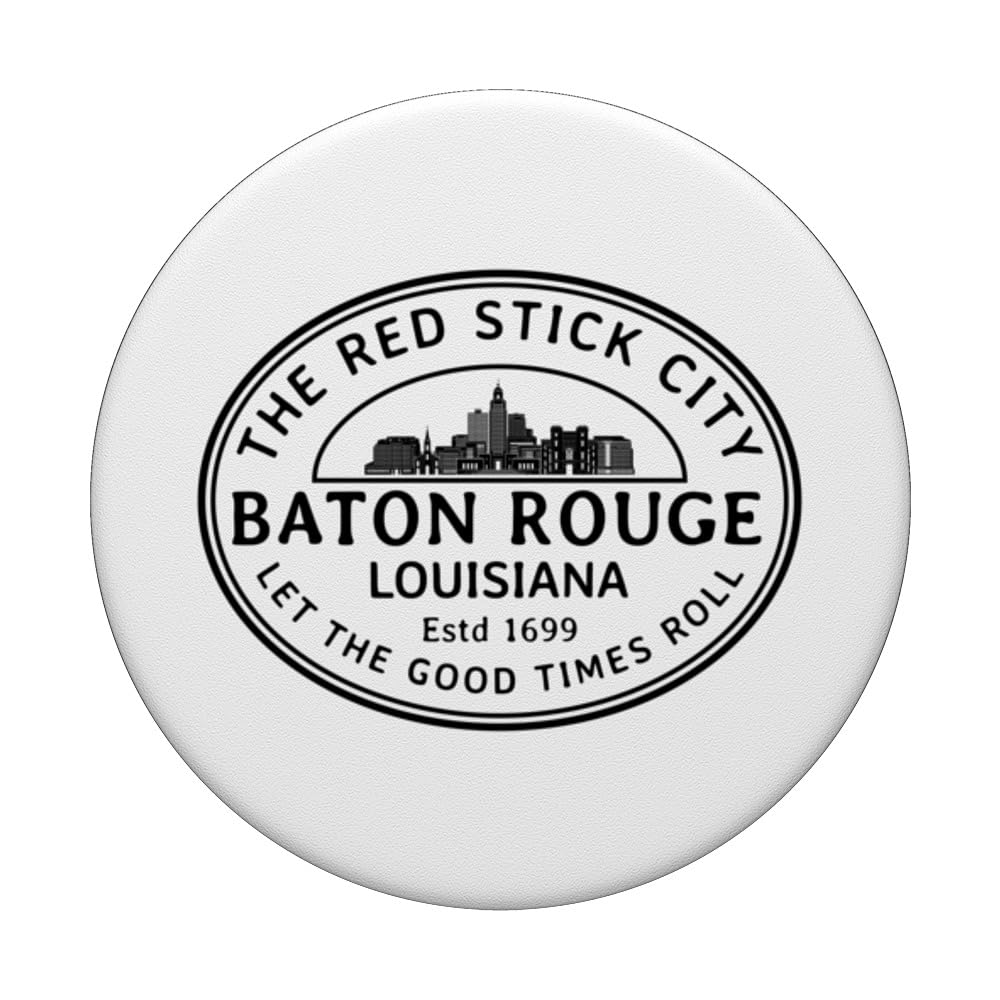 The Red Stick City Let The Good Times Roll Baton Rouge PopSockets Swappable PopGrip, Black - Image 3