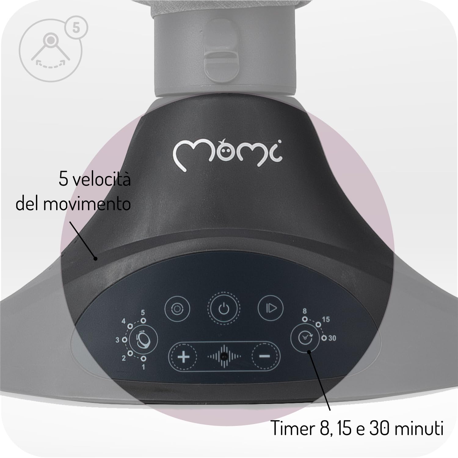 MoMi KENANI Sdraietta per bambini fino a 9 kg, pieghevole, con telecomando e Bluetooth, batteria ed elettricità, cintura di sicurezza a 5 punti, protezione parasole, zanzariera