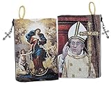 Catholic Our Lady Undoer of Knots & Pope Francis Icon Cloth Tapestry Rosary Zipper Close Pouch 5 3/8 Inch