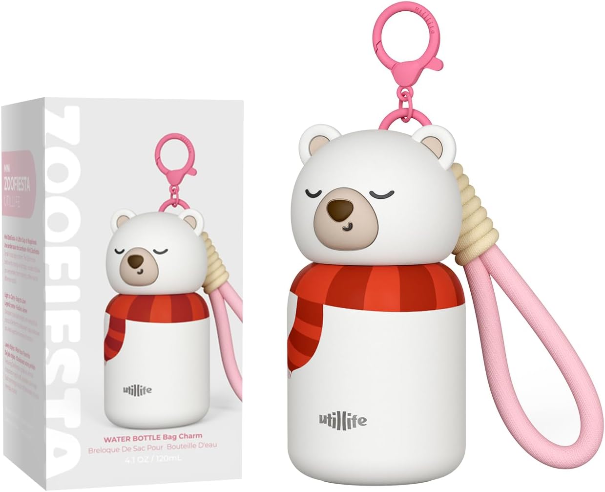4.1oz Mini Insulated Water Bottle, Portable Coffee Cup, Small Travel Cup Vacuum Double Wall Mini Tumbler, Bag Hanging Cute Drink Bottle for Office Travel Women Gift(Capybara)