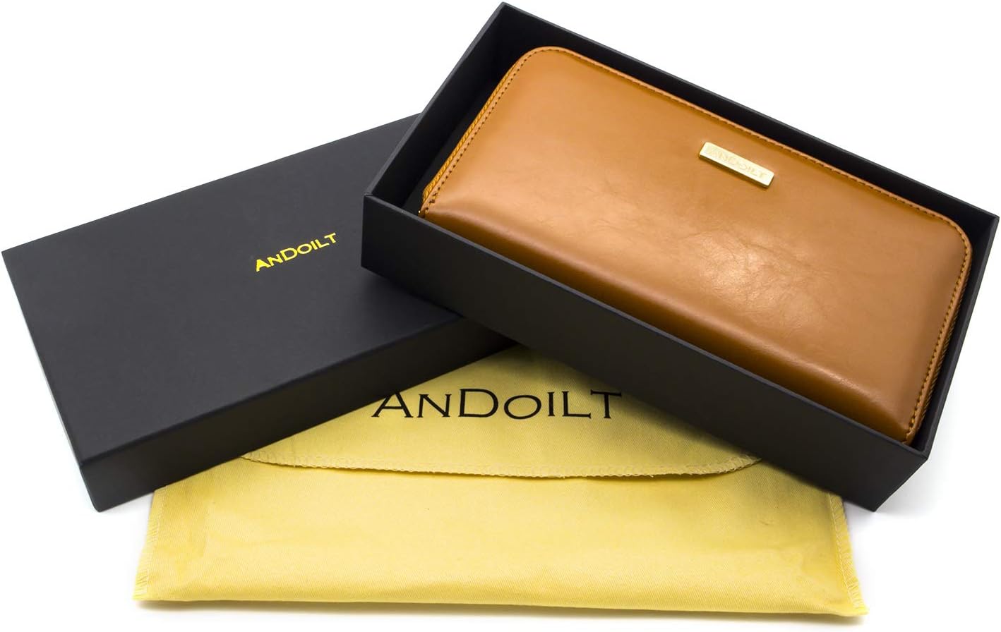 ANDOILT Genuine Leather Wallet for Women Men RFID Blocking Credit Card Holder Zipper Purse Cell Phone Handbag - Image 6