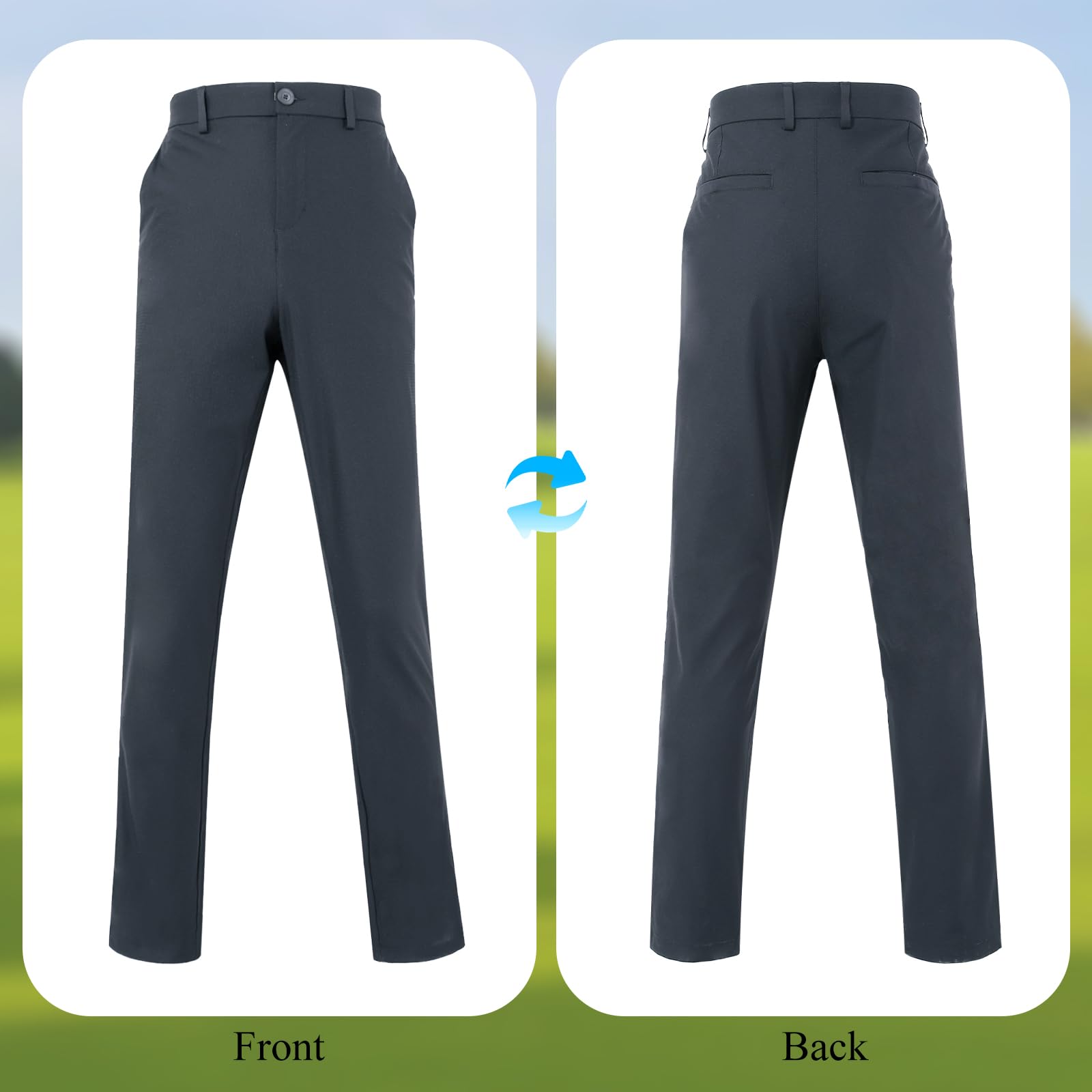 Pantalones de golf de corte clásico para hombre, elásticos, transpirables y de secado rápido, con cintura de agarre de silicona y bolsillos para una comodidad óptima en el campo de