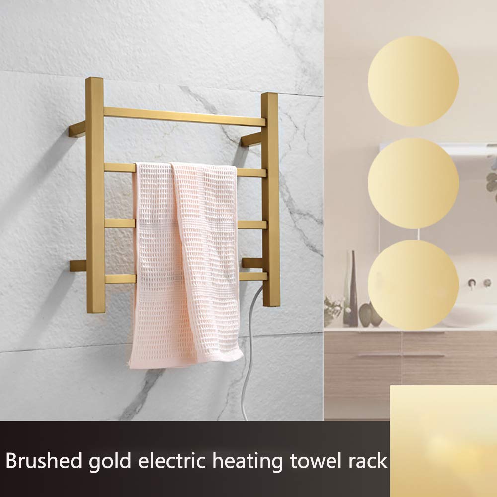 Scaldasalviette, Portasciugamani Riscaldato Elettrico, 4 Barre Quadrate Acciaio Inossidabile 304 Stendino Elettrico A Risparmio Energetico A Parete Scaldasalviette da Bagno