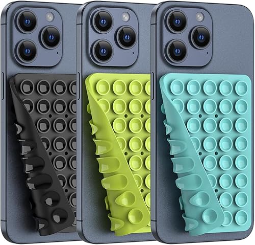 Miniatura 42 de Soporte de silicona de doble cara con succión para teléfono, manos libres desmontable y soporte de agarre fuerte para selfies y videos, compatible