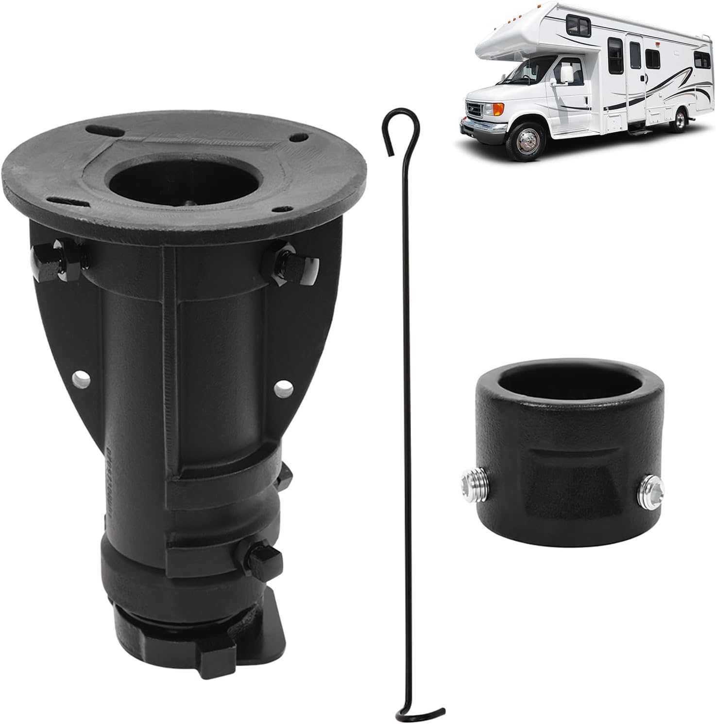 C5G1216 RV Fifth Wheel to Gooseneck Hitch Adapter,12" to 16" Height Adjustable Wheel Adapter for Camper, RV, Trailer's Kingpin Box