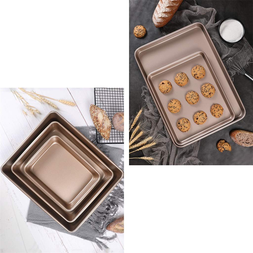 ZHANGXIAO Bandejas para Horno, Acero Carbono Horno Rollo De Pastel Mollete Rectángulo Un Pan Galletas Plato De Hornear No Pegajoso (tamaño : 50×30.5×3.5cm)