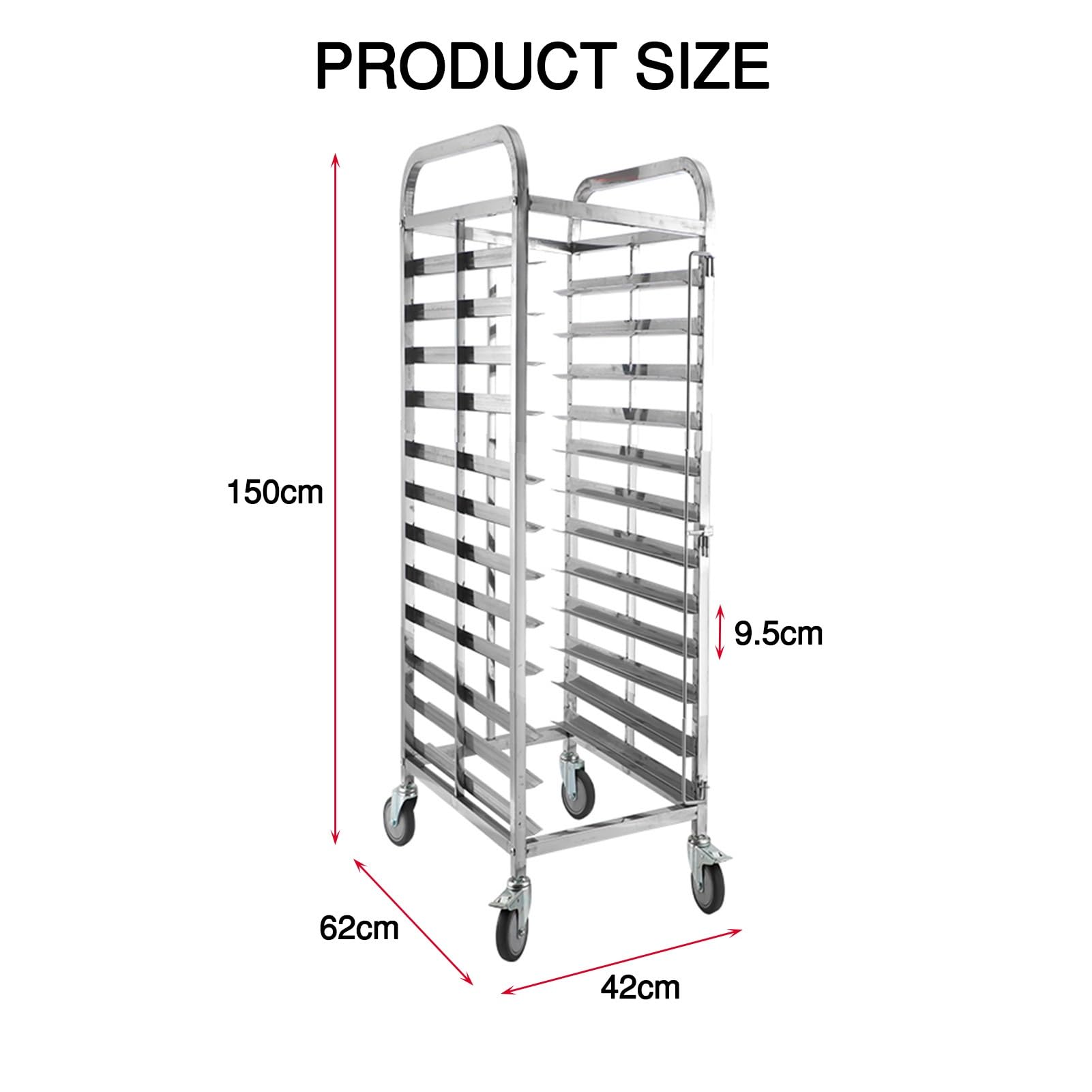Rejilla for hornear pan, acero inoxidable, Espaciado entre estantes 9,5cm | Ruedas con bloqueo for facilitar el movimiento, adecuadas for panaderías, restaurantes y servicios de alimentos(12-Tier)