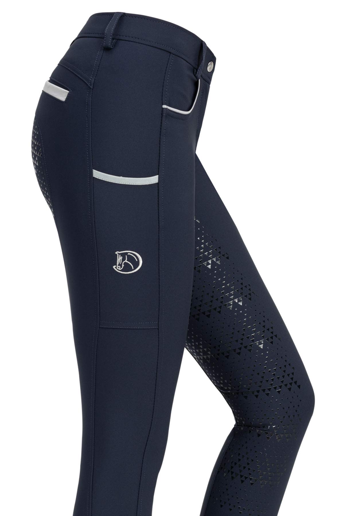 RIDERS CHOICE Pantalones de Montar para Mujer con Fondo Completo de Silicona, diseño de Plata Limitado - RidersDeal Collection para Jinetes