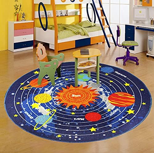 Miniatura 1 de HUAHOO Blue Solar System - Alfombra de área para niños, alfombra de aprendizaje educativo, alfombra divertida, alfombra de área para niños para sala