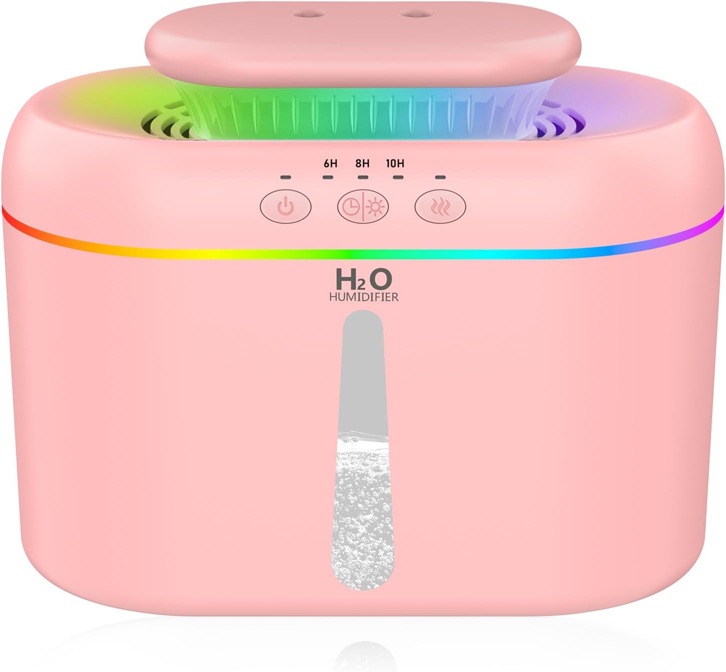 2L humidifiers for bedroom Room Home Ultra-Quiet 28 dB Quiet Supersized Cool Mist Air Humidifier for Baby Nursery，Dual Nozzie，Easy to Clean & Fill, 7 Color NightLight (Light Pink)