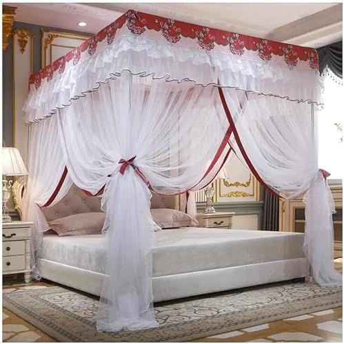 GJMSSMY Bedspread Mosquito Net, Princess Room Quarterpost Double Bed Curtain With Stand (Colour: D, Size: 200X220 Cm/79X87 Ines) (Color : C, Size : 150X200cm/59X79in)