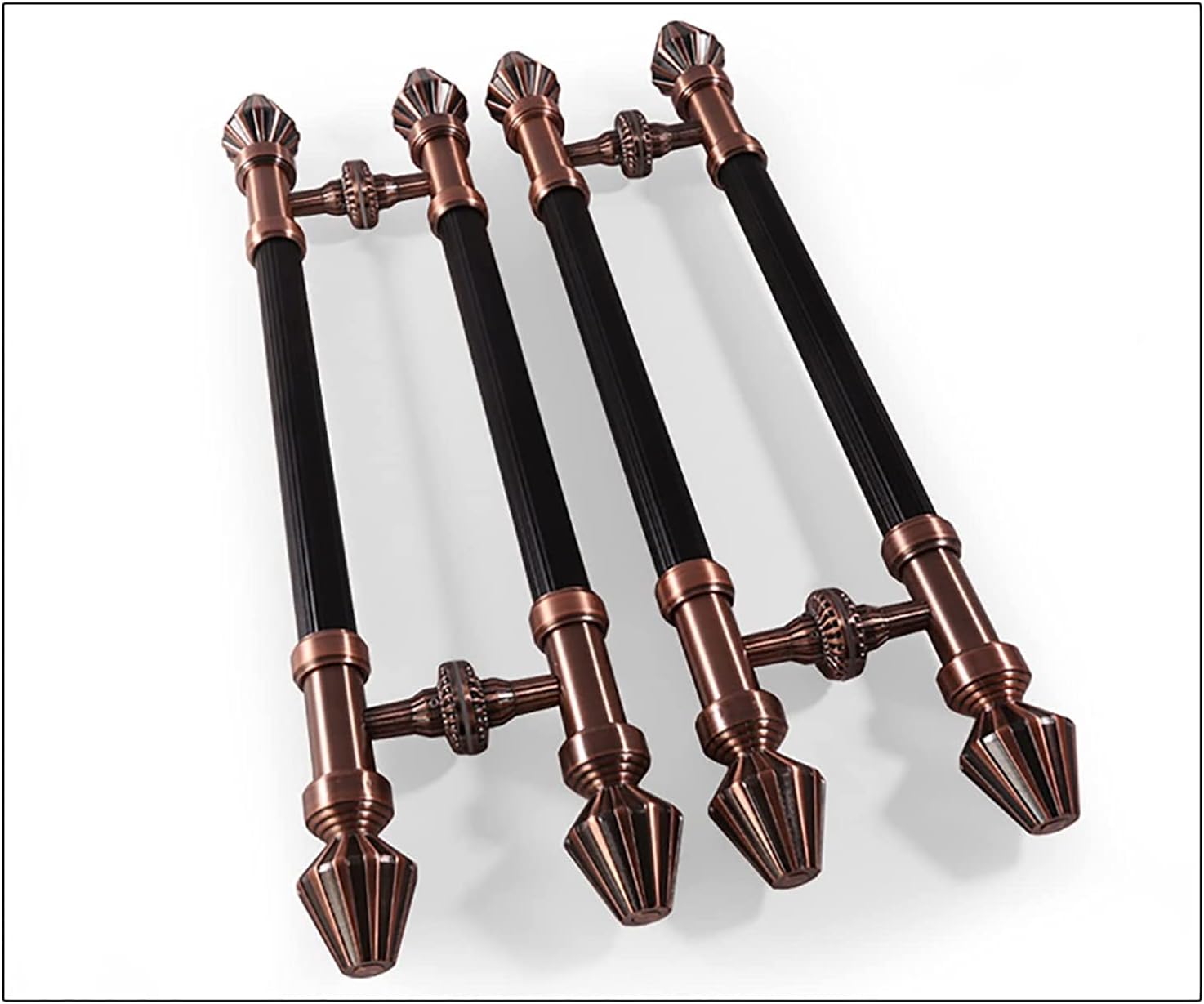 Sliding Barn Door Handle,Long Two Side Push Pull Bar Handle,Interior & Exterior Round Wooden Door Handle Set,Mounting Hardware Included (Color : Red Copper,Size : 60cm/23.6in-40cm) (Red Copp