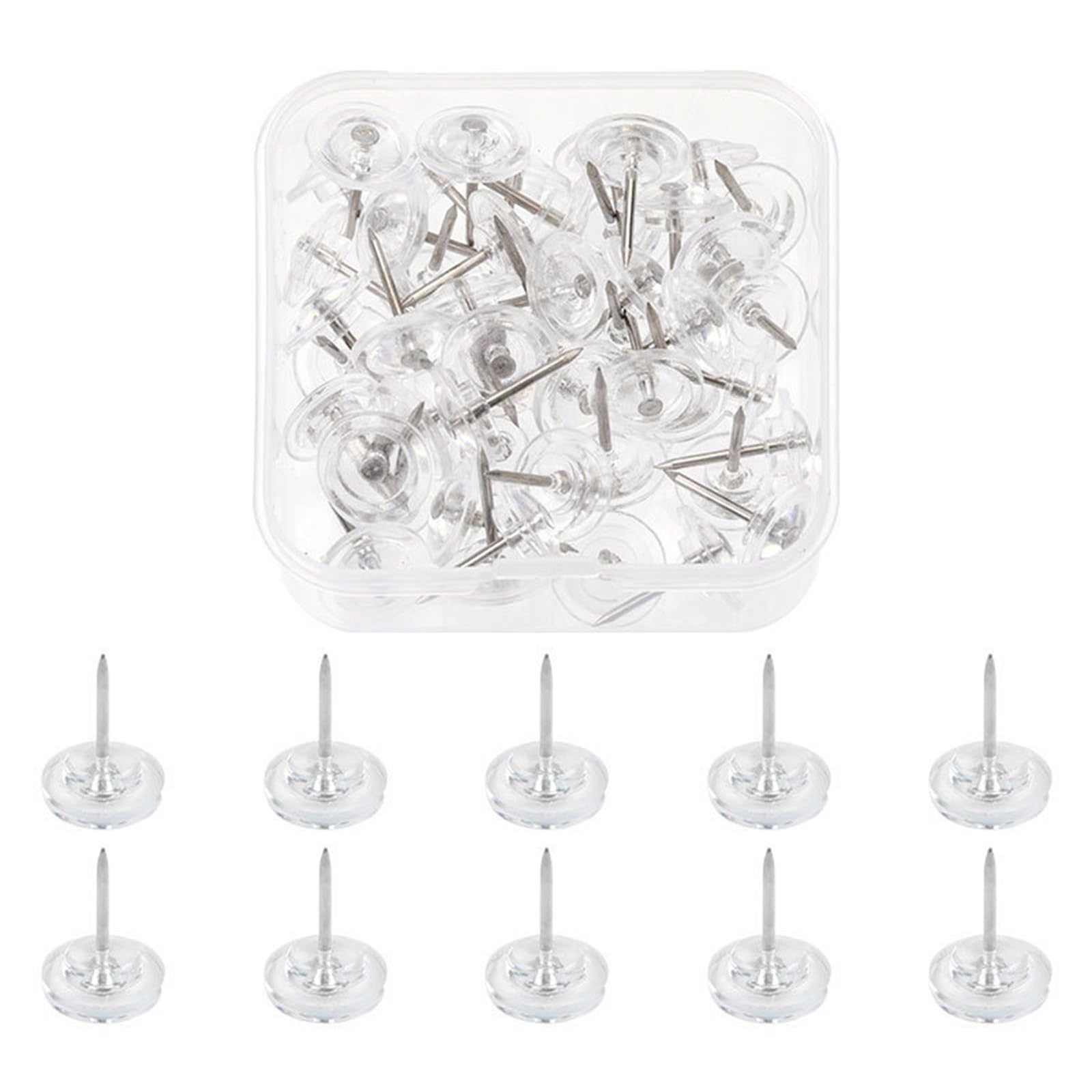 50Pcs Decorative Push Pins for Office School Notice Board Pin Map Pins Cork Notice Board Thumb Tacks Pushpin with Case