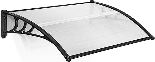 Miniatura 67 de MCombo Toldo para ventana de 39.8 x 37.8 pulgadas, para exteriores, de policarbonato, para patio, 6055-4040 (tablero gris con soporte negro)