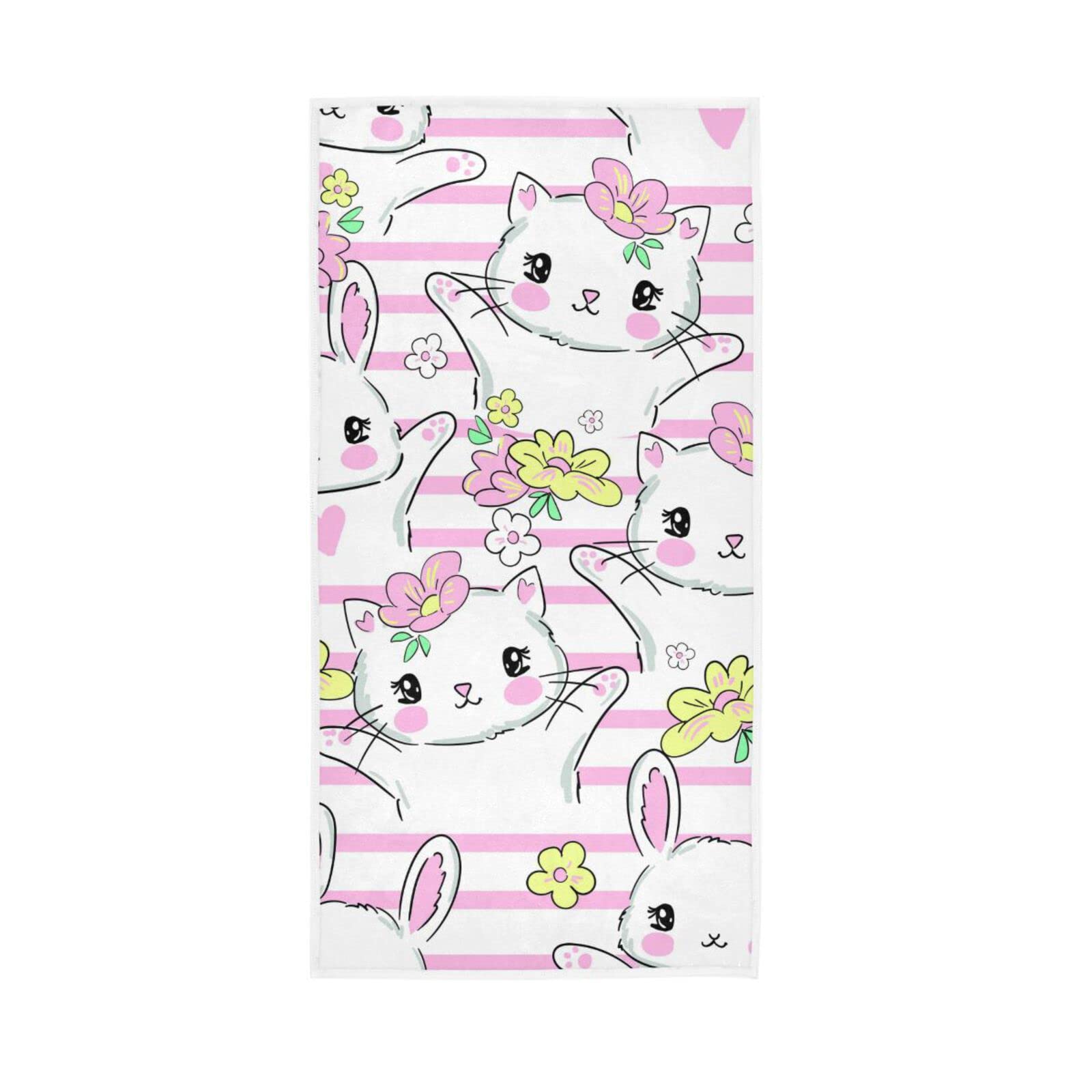 HUYGD Hand Towels Cute Cat Bunny Decor Fingertip Soft Face Towel Absorbent Bathroom Kitchen Towels