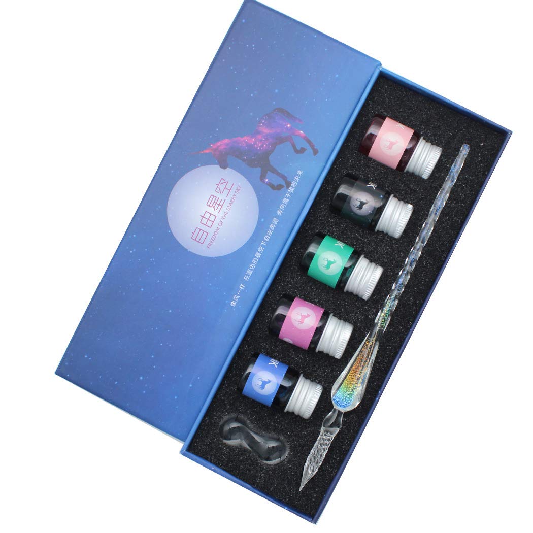 SIPLIV Ensemble Stylo Plongeur En Verre - 1 Stylo, 12 Encres, Support Et Tasse | Calligraphie Et Dessin - 9