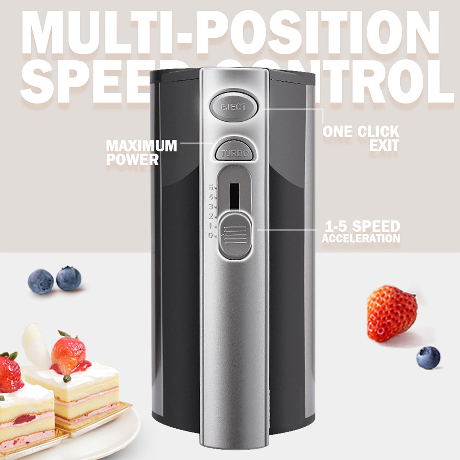 COYEUX Frullatore Elettrico da 500 W, Frullino Manuale a 5 velocità con Frusta, per Preparare Torte, Biscotti E Montare La Panna, Parti Smontabili Facili da Pulire