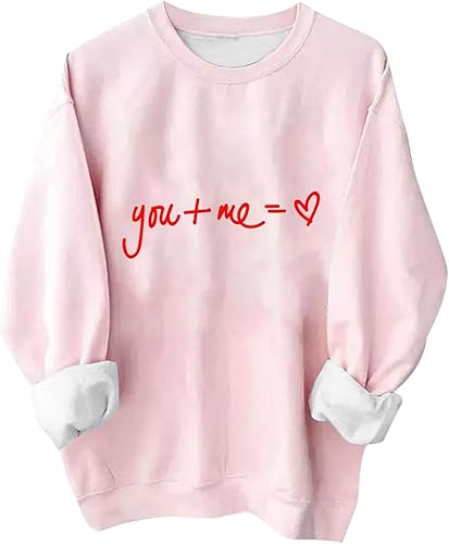 Valentines Day Gifts For Girlfriend 2024 Cute Red Heart Graphic Tops Casual Crewneck Valentines Sweatshirts