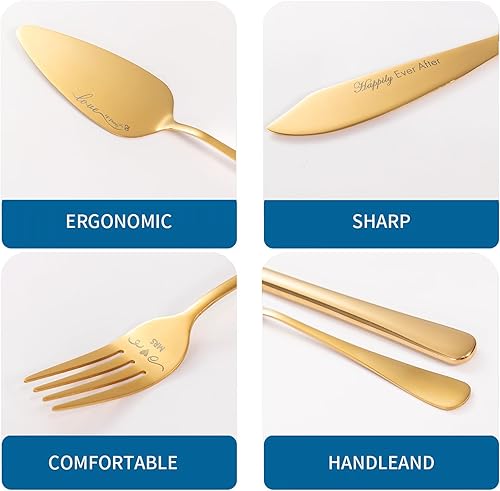 Miniatura 2 de Juego de cuchillo y servidor para pastel de boda, juego de corte de pasteles para boda, Mr and Mrs Forks Juego de cortador de pasteles para boda,