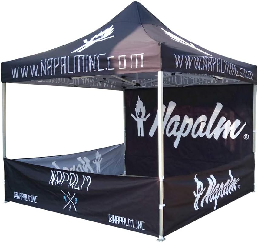 Custom Canopy Pop Up Tent 10x10 with Logo, Personalized Pop Up Canopy for Tradeshow, Customized Canopy Advertising Outdoor Tent (top Canopy +one Full wall, Three Small Side wall + 13 kg Frame)