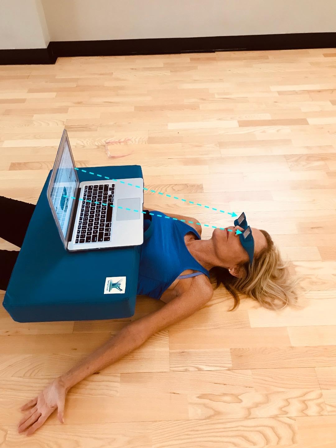 Pain Free Posture Therapy Prism Glasses (Blue)-Safe & Easy Light Weight Lie Down Reading & Watching TV Eyeglasses- Horizontal Neck Strain & Pain Reducer- Used for Posture Exercises Like The Tower