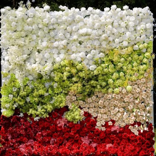 Image of LDMLAX Simulation Rose Hydrangea Flower Wall, Handmade Fabric Background Wall, Artificial Flower Plant Wall for Wedding Decoration/Hotel Setting/Decoration Props/Photography Props(1x2m/3.28x6.56FT)