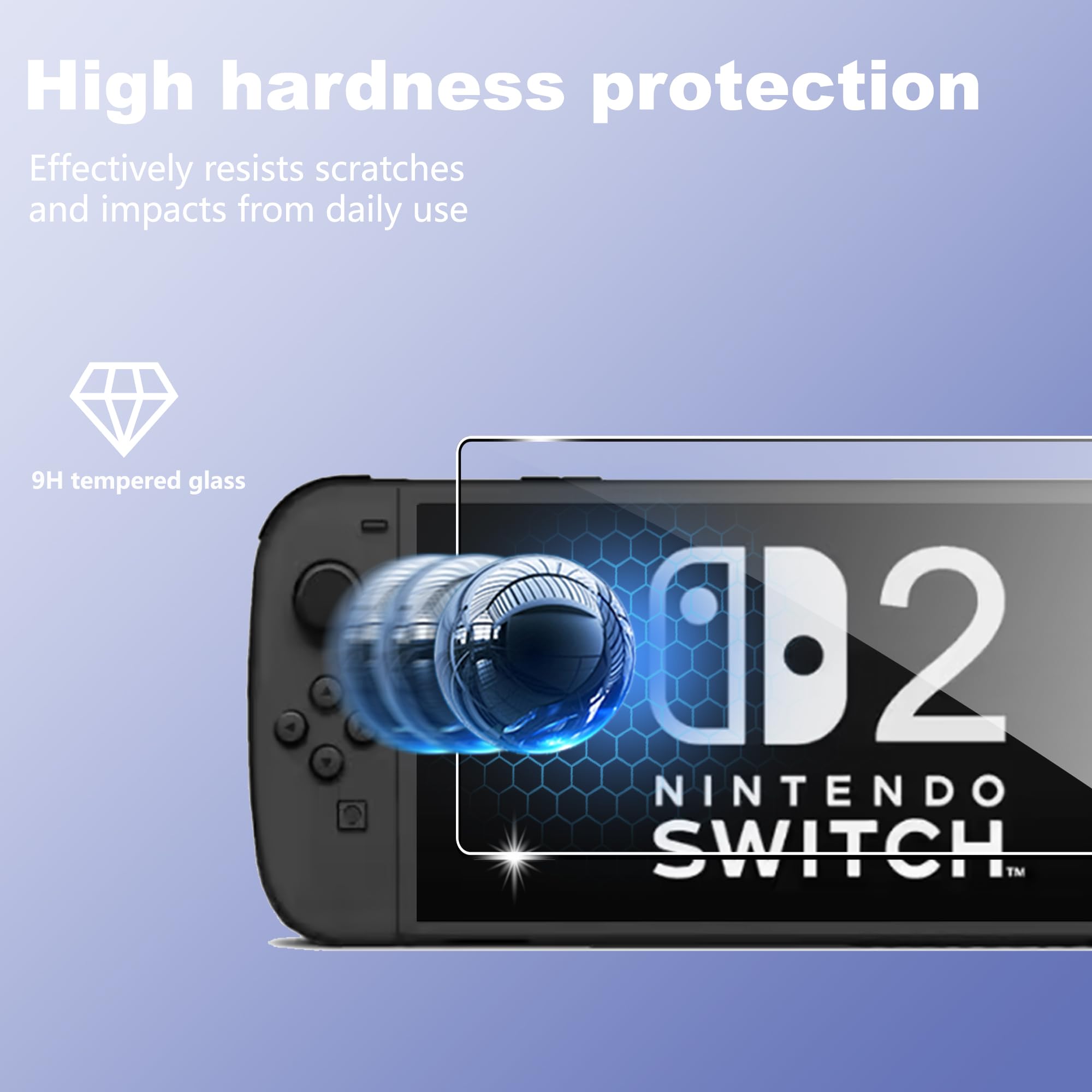 Pellicola Protettiva per Nintendo Switch 2 2025 Vetro Temperato, Confezione da 2 HD Trasparente AntiGraffio