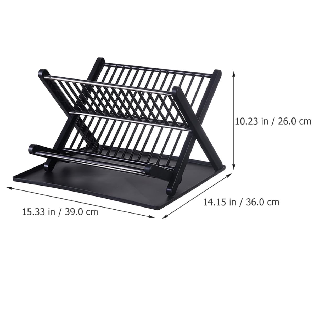 Escurreplatos plegable de gran capacidad con bandeja de goteo, soporte de secado de vajilla negro que ahorra espacio para cuencos y platos, escurridor compacto para encimera de cocina