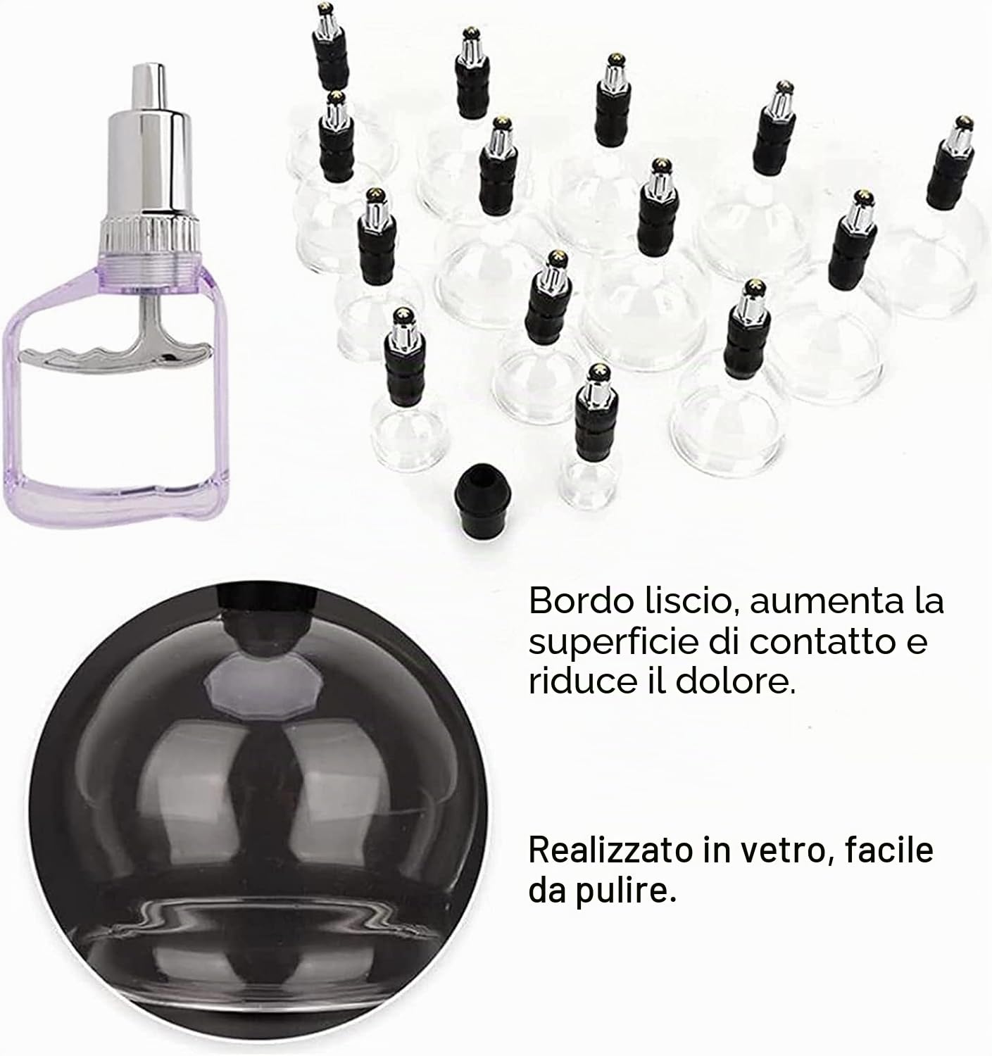 Set di coppette sottovuoto, 14 ventose cinesi per massaggi di tutto il corpo, sollievo dal dolore e rilassamento, include valigia per massaggiatori