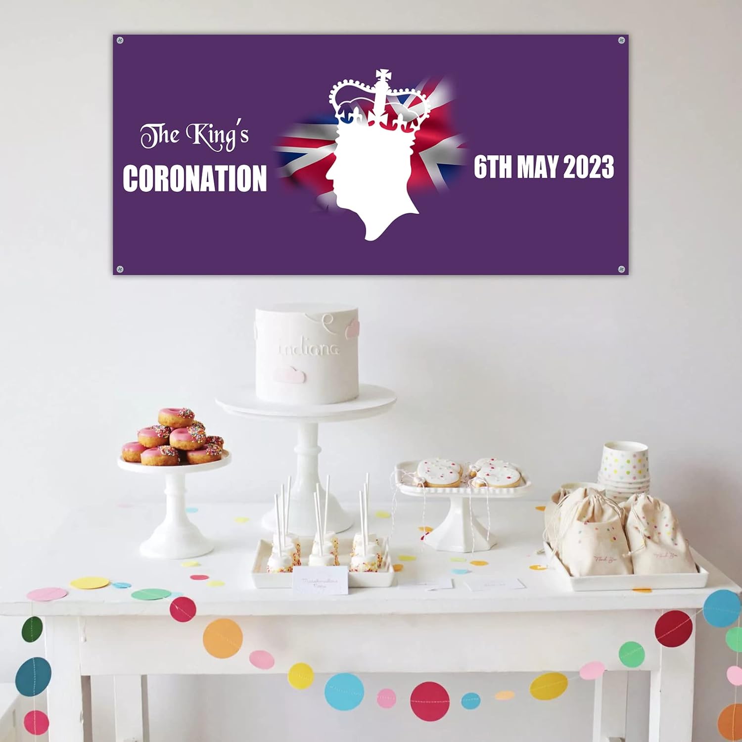 Personalised King Charles III Coronation Banner Decorations Fabric