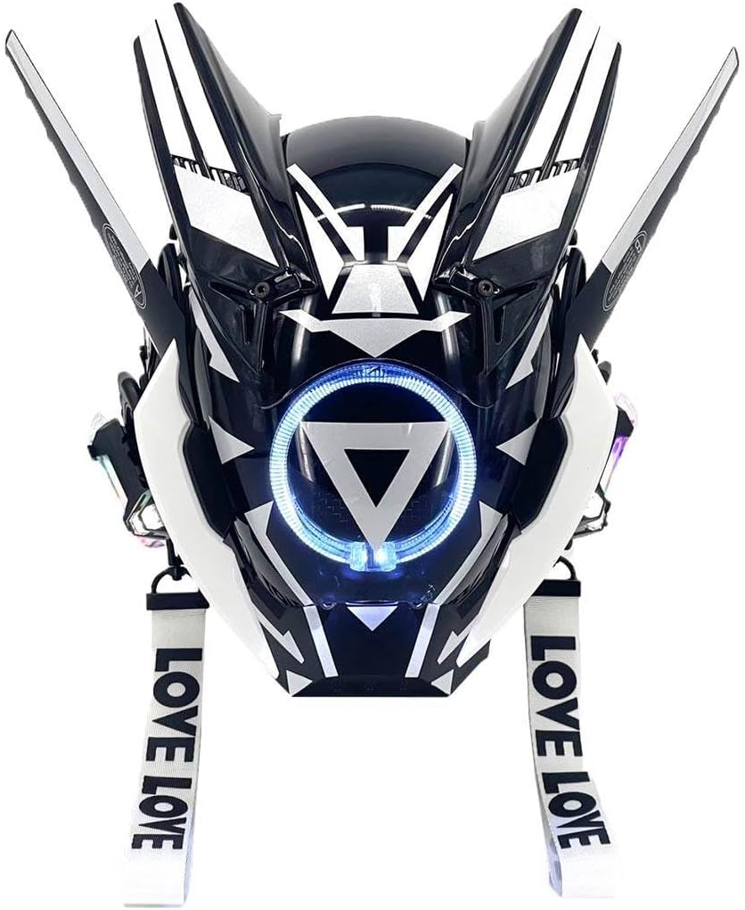 Full-Face Mask, Mechanical Futuristic Punk Masks, Tech wear Mask with LED Light for Halloween Cosplay & Parties Full-Face Mask, Mechanical Futuristic Punk Masks, Tech wear Mask with LED Light for Halloween Cosplay & Parties