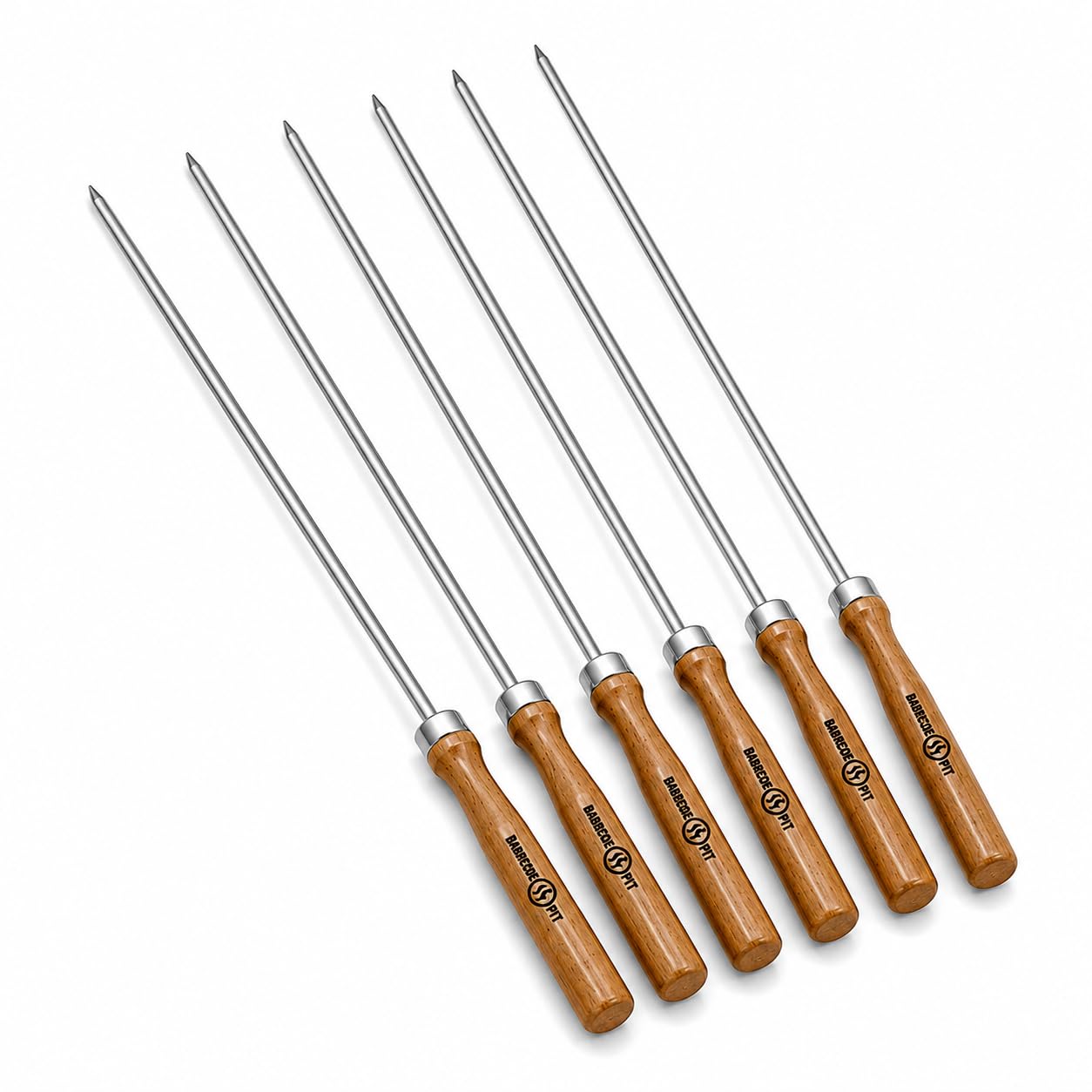 Barbecue Pit ® 4mm Round S.S. 304 Food Grade Skewer - 24" inches Long with Wooden Handle - Pack of 6pcs-image-13