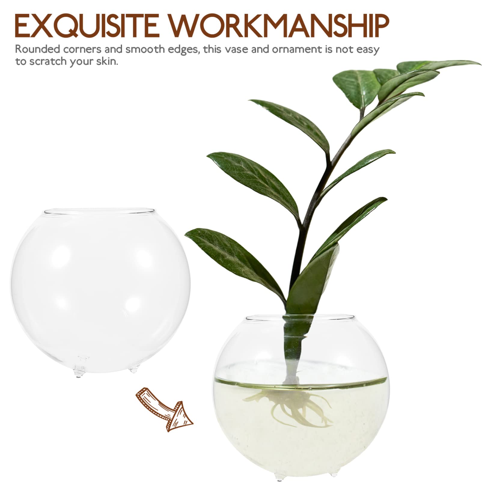 Happyyami Glass Vase Betta Fish Tank Fish Bowl Aquarium Plant Terrarium Bowl Vase Clear Glass Small Fish Tank Goldfish Tank Decoration for Garden Outdoor Indoor Home 12cm Glass Vase Betta Fish Tank - Image 2