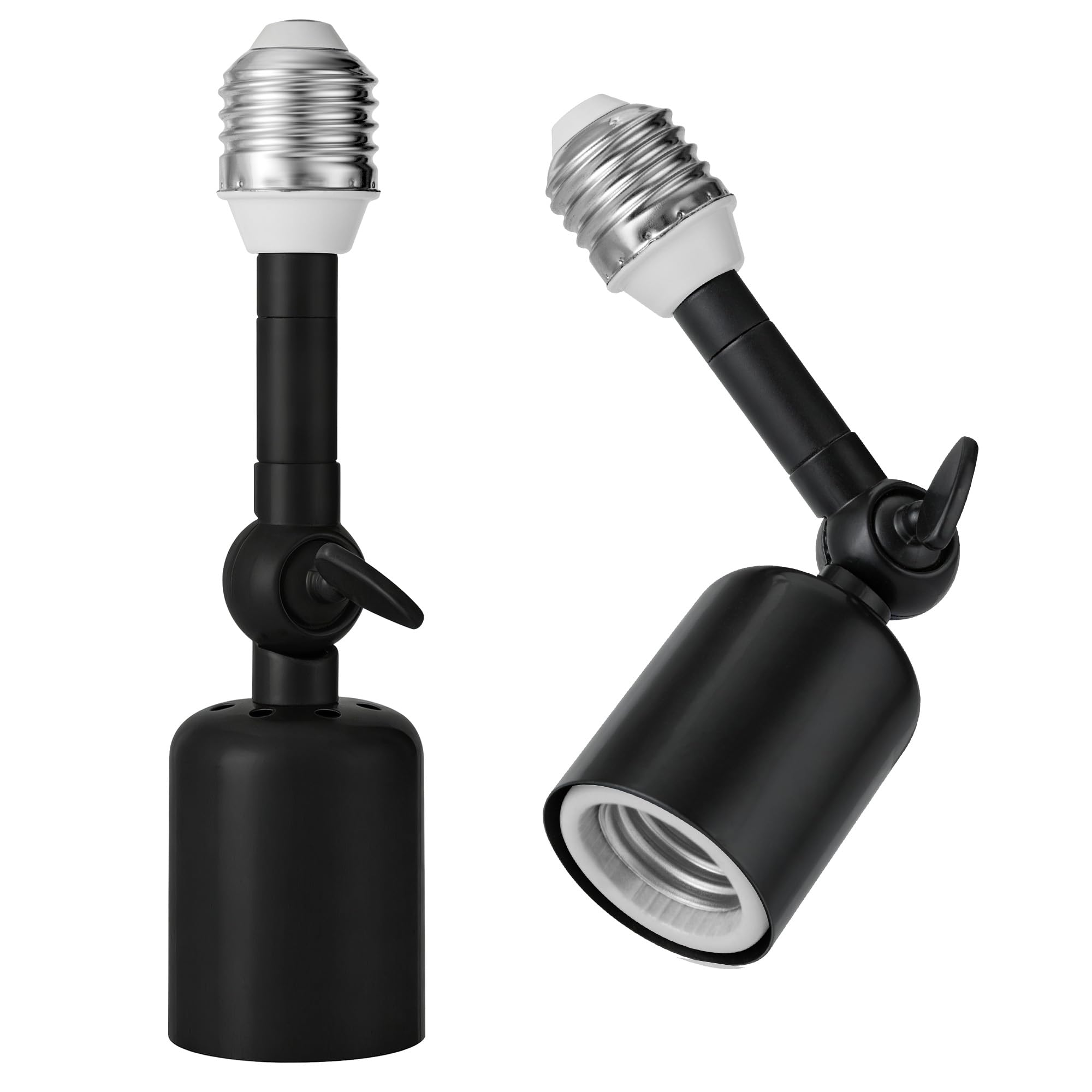 Onite 2-Pack Heavy Duty Light Socket Extender, 360° Adjustable E26