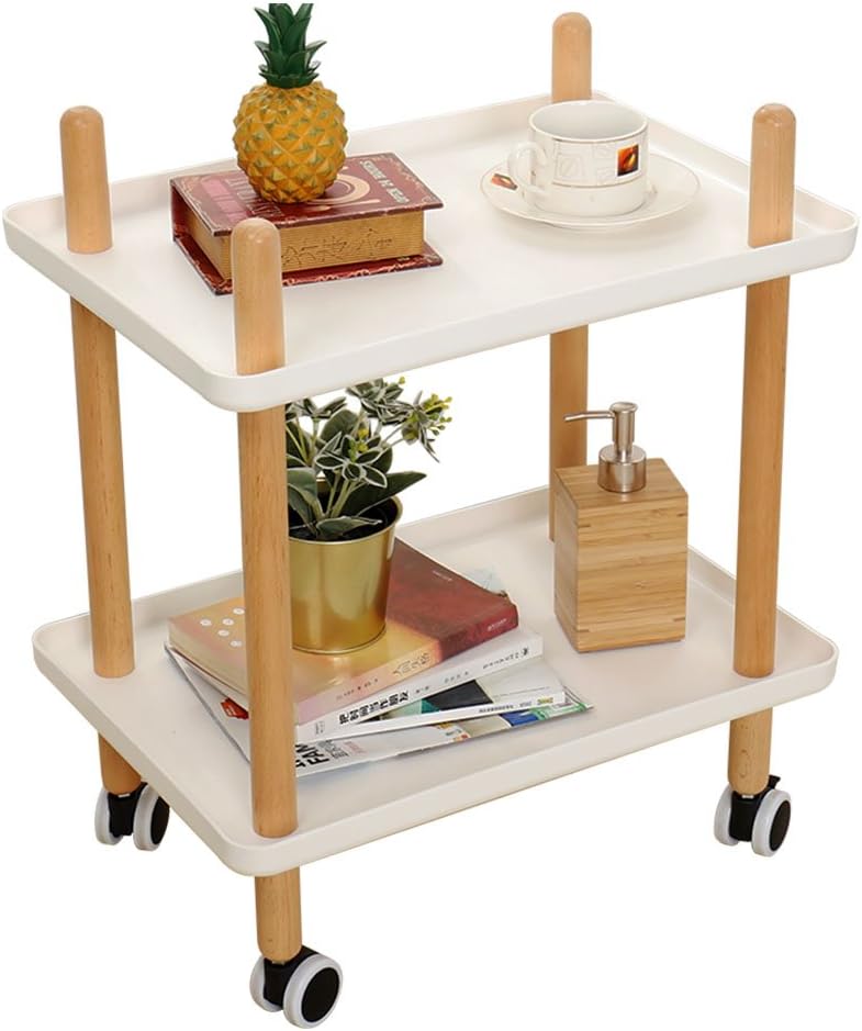 Coffee Table/Side Table/End Table,End Tables Movable Tea Table Mini Coffee Table in Living Room Mobile Coffee Table with Solid Wood Wheel Small cart on The Sofa Side