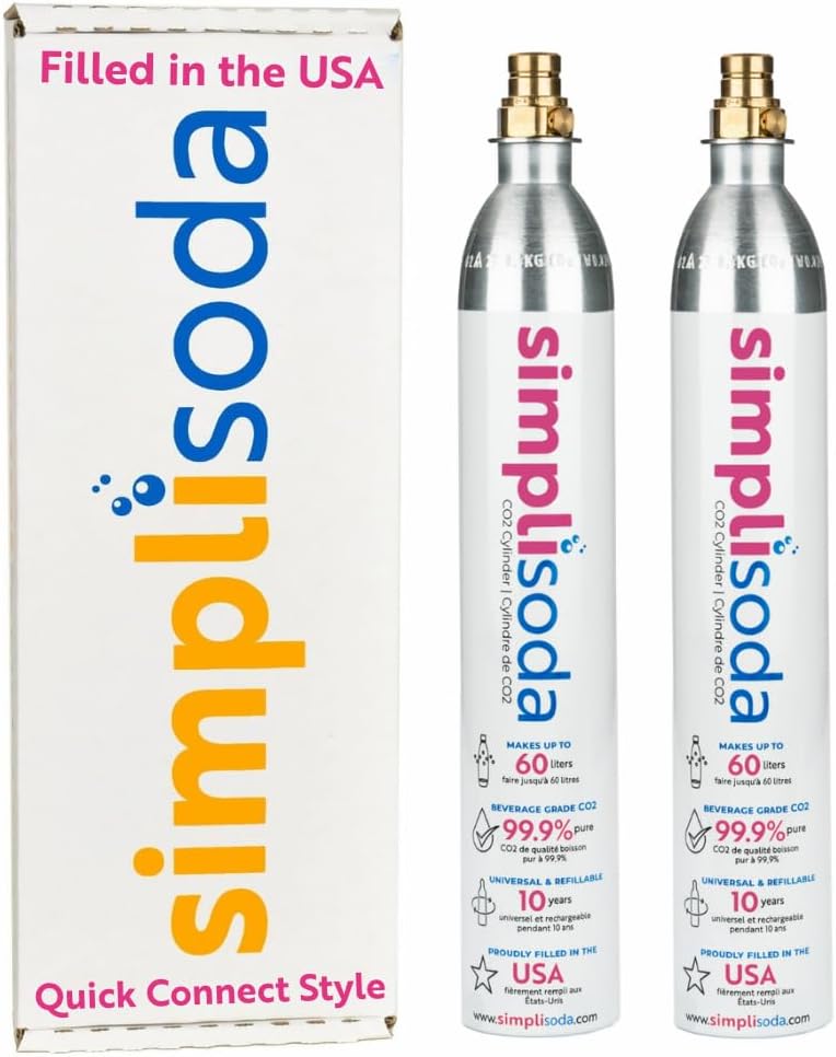 60L CO2 Canister Cylinders - Compatible w/Sodastream Quick Connect Only [Including ART, TERRA ENSO & DUO] - Soda Streaming Machine CO2 Tanks Gas Refill, | 14.5 oz, Set of 2