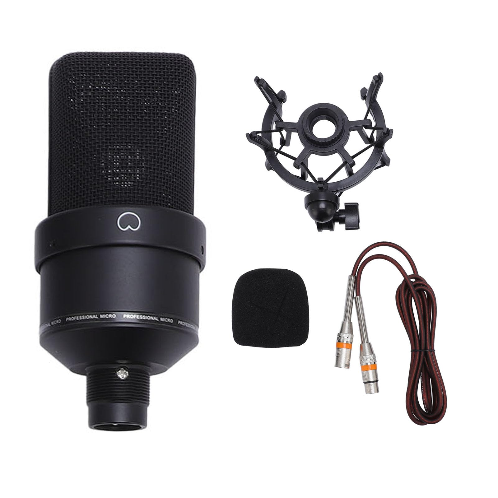 Mikrofon, XLR Kondensatormikrofon Großmembran Kondensator Studio Microphone mit Schockhalterung, XLR-Kabel und Windschutz für Podcasting, Streaming, Gaming, Aufnahmen